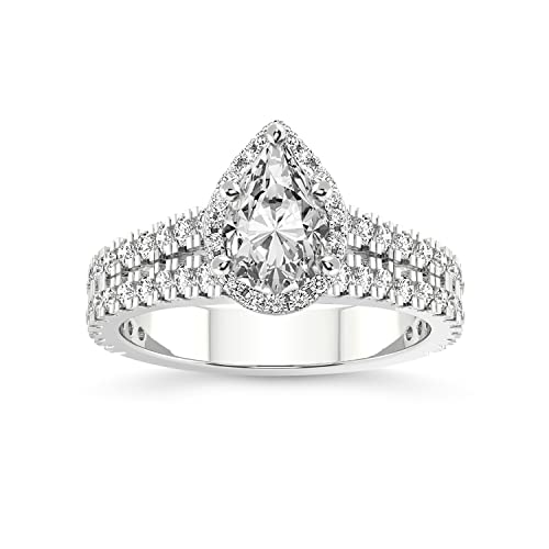 FRIENDLY DIAMONDS 1 Carat - 5 Carat IGI Certified Lab Grown Diamond Ring | 14K Or 18K White, Yellow Or Rose Gold | Luna Split Shank Halo Lab Diamond Ring | FG-VS1-VS2 Quality