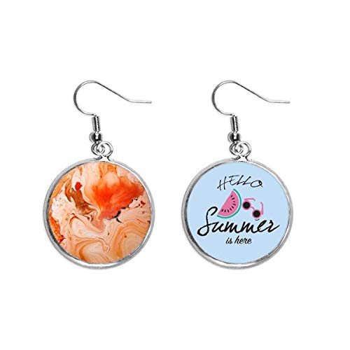 Pendientes de sandía con patrón de mármol blanco y naranja para lóbulo de oreja