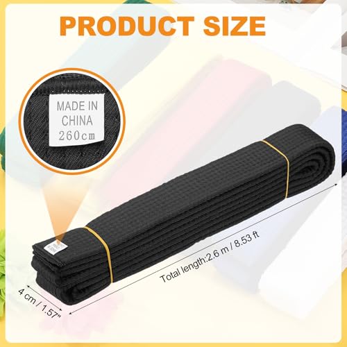 YELARXI Karate Belt, Martial Arts Ranking Belt for Taekwondo Karate Judo 8.5 ft & Black - Thumbnail 2