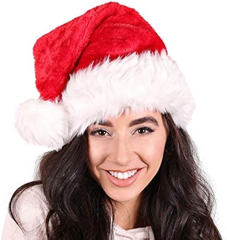 Adult Santa Hat, Unisex, Soft Velvet, Santa Hat, Xmas Holiday Hat for Adults, Unisex Velvet Comfort Christmas Hats Extra Thicken Classic Fur for Christmas New Year Festive Holiday Party Supplies