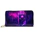Produktbild JHGFG Purple Tiger Frauen RFID Blocking Zip Around Wallet Echte Leder Clutch Langer Kartenhalter Organizer Wallets Große Reisetasche