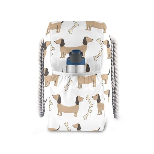 Dachshunds and Dog Bones Beach Bag & Travel Tote Bag Large Sandproof with Zipper Closure, Wet Pouch for Swim Gym Travel, Lightweight Foldable Outdoor Bag3