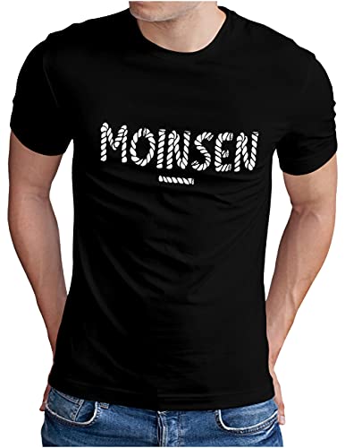 T-shirt avec rosée OM3 noir avec son motif exclusif de corde de bateau pour homme élégant