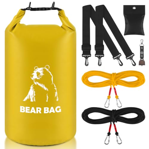 20L Bear Bags for Food Backpacking, Waterproof Bear Bag Hanging Kit, Yellow
