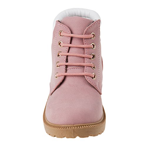 Rugged Bear Kids Hiking Outdoor Waterproof Lace-Up Comfort Urban Styled Boots - Pink (Size 13 Little Kid) #TOP3