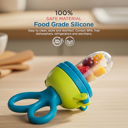 Image of Baybee Silicone Fruit Nibbler & Baby Food Feeder | Baby Teether & Pacifier for 3+ Months Toddlers | Babies Fruit & Food Veggie Teether for Infants | Hygenic & BPA Free Extra Soft Organic- Pacifier