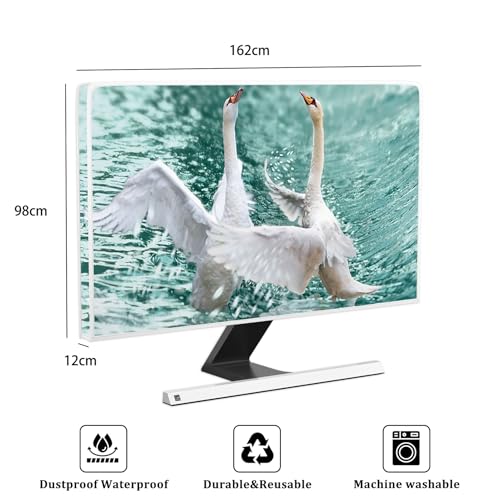 Image of Swan Waterproof Screen TV Cover 70 Inch Swans in The Water Weatherproof Dust-Proof Anti-Scratch Anti-Static Television Covers for LCD LED PC Desktop and Home Hanging TV Decorations