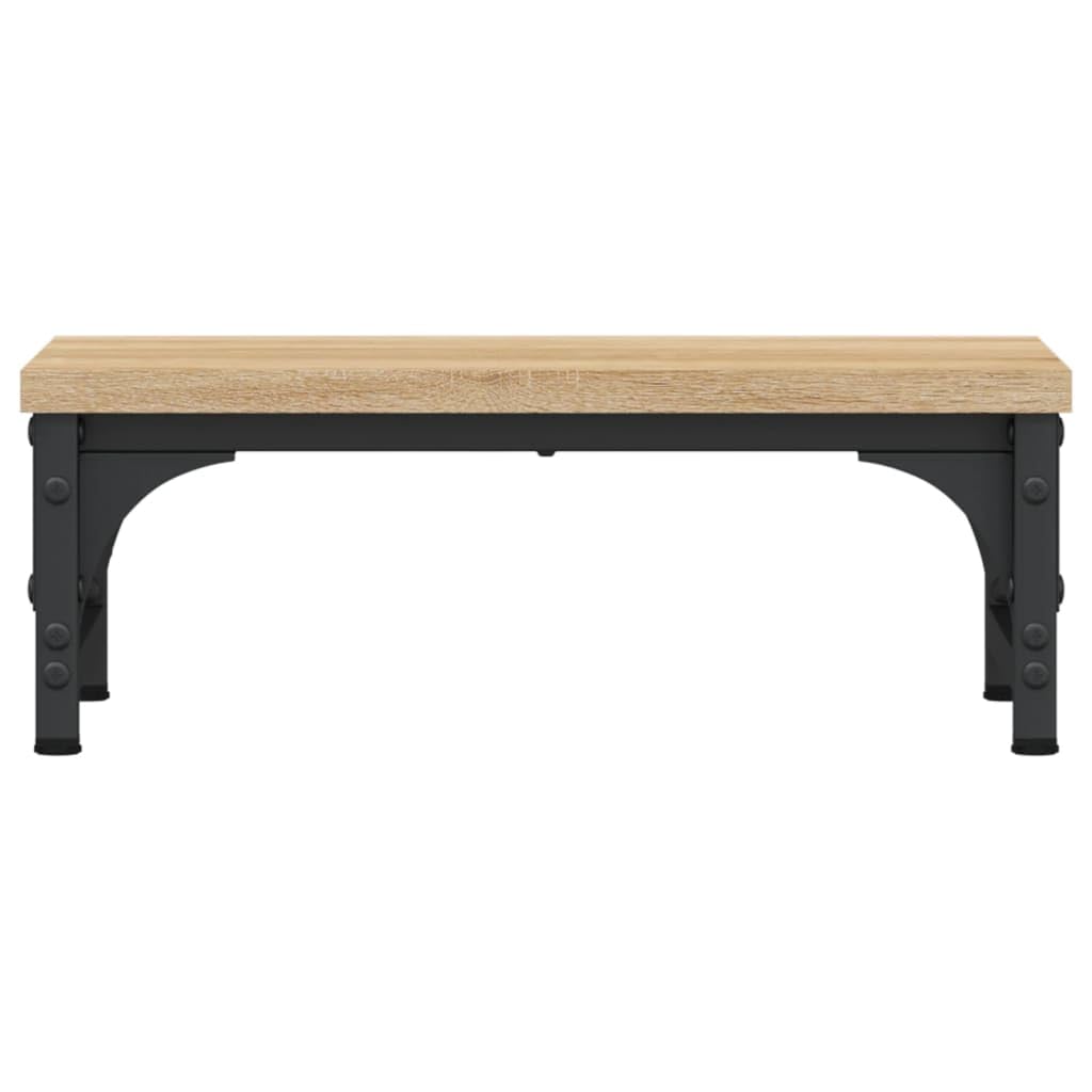 Supporto per monitor in rovere Sonoma in legno e metallo, 37 x 23 x 14 cm, regolabile in altezza, ergonomico, come supporto da scrivania per ufficio, home office e gaming