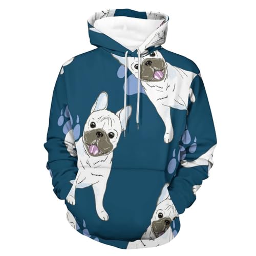 Sweatshirt pull unisexe doux avec capuche imprimé patte de chien taille S