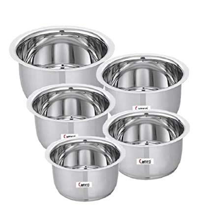 CAMRO TOPE ENCAPSULATED Bottom Induction Base Set of 5 (2.7 L, 3.4 L, 4 L, 5 L & 6 L) Silver