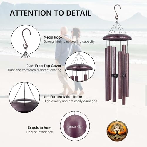 Image of Wind Chimes for Outside Personalized Memorial 2026 Retire Wedding Anniversare Gifts for Friends Sister Brother Mom Dad, Deep Tone Family Wind Chimes, Garden Decorate