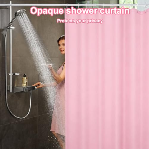 Duschvorhang Rosa, 180x200 cm PEVA Dusch Vorhang für Badewanne, Anti-Schimmel Waschbar Tuch Dusch Vorhang mit 12 Ringen, Duschvorhang Badewanne, Toilettenvorhang Wasserdicht Trocknet Schnell