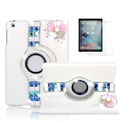 STENES Bling Case for Samsung Galaxy Tab S10 Ultra 14.6-inch 2024 - Handmade Crystal 3D Flowers 360 Degree Rotating Stand Auto Sleep/Wake PU Leather Protective Cover, Pink