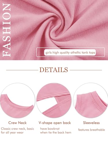 Image of Haloumoning Girls Athletic Tank Tops Open Tie Back Sleeveless Workout Running Tennis Sports Shirts 5-14Years