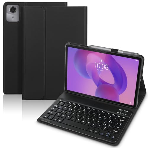 KTOITION Cover con Tastiera Bluetooth per Lenovo Idea Tab 11 Pollici Tablet 2025 (TB-336ZU/TB-336FU) – Tastiera Italiana QWERTY Rimovibile con Portapenna, Custodia Protettiva – Nero