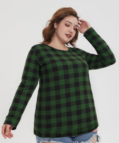 Image of CARCOS Plus Size Tops for Women Color Block Flower /Striped /Camo Crew Neck Long Sleeve Tee Shirt