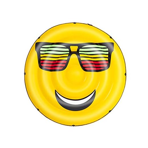 Bestway 43139 - Isla Hinchable Smiley Summer Stylez Φ188 Cm Cuerda De Agarre, Válvulas De Seguridad Y Parche De Reparación Incluido Diseño Cara Con Gafas De Sol