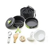 Material seguro y de alta calidad: set de camping de aluminio anodizado no tóxico aprobado por la FDA. Nos aseguramos de que cualquiera pueda disfrutar de cualquier comida en el campo libre.