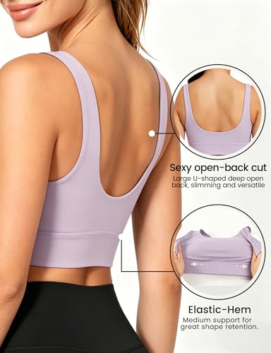 Image of Sports Bras for Women, Light Support Push Up Sport Bra Workout Built in Bra Scoop Neck U Back Yoga Sports Bra