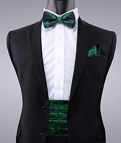 Image of Alizeal Mens Multicolored Silk Solid Cummerbund Bow Tie Set