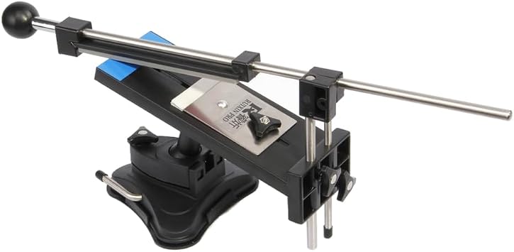 Professional Knife Sharpening System with Adjustable Angle Guide, Suction Base, and 4 Whetstones (120/320/600/1500 Grit), for Kitchen and Outdoor Knives