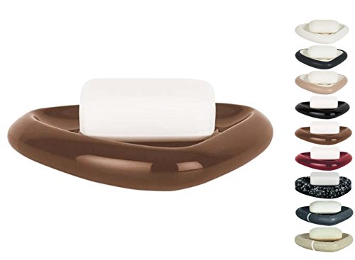 Spirella Seifenschale Steinoptik dekorative Badausstattung Seifenablage Etna Maße: 15 x 11 x 3 cm - Braun