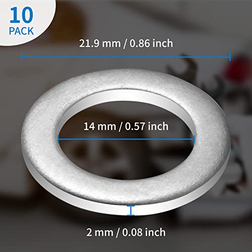 10 Pcs Aluminum Oil Drain Plug Gaskets Crush Washers Seals For Honda Accord Civic Crv Cr-V Acura Odyssey Pilot Fit Ridgeline Element,Replacement For The Part # 94109-14000, Used For Oil Change #TOP1