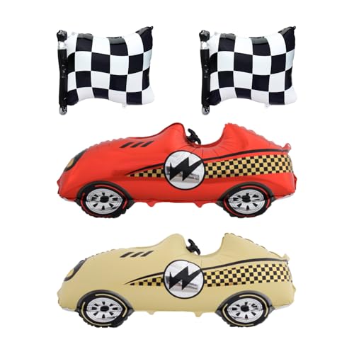 GDFHBD - 2 Pieces Of Traffic Jam Aluminum Film Balloons, 2 Pieces Of Flag Balloons, Creative Personality, Car Theme Inflatable Decoration, Shooting Background Props, Children'S Party Decoration.