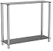 Flash Furniture Riverside Collection Black Glass Console Table with Shelves and Stainless Steel Frame