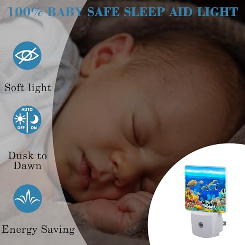 Image of Colorful Seabed Coral Reef Night Light for Kids, LED Night Light Plug into Wall with Dusk to Dawn Sensor for Girls Boys Women Men Room Decor, Hallway, Kitchen, Bathroom, Nursery, Stairs