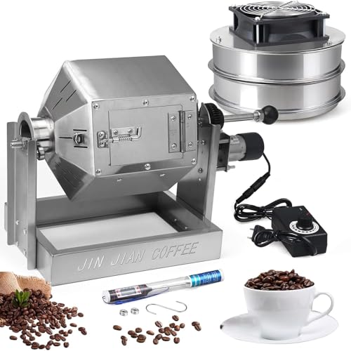 Professional Electric Coffee Bean Roaster - 3.8L Drum Roasting Machine with Adjustable Thermometer and Bean Cooler for Nuts and Grains