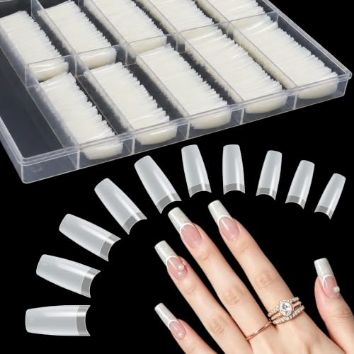 MELLIEX 500 Pièces Faux Ongle Capsule, Français Demi Capsules Ongles (Naturel)