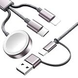 Multi Fast Charging Cable for Apple Watch Charger,iPhone Charger,[ 3-in-2 Travel Essentials] USB A/Type C/Lightning Cable for iWatch Ultra/SE/10-2,iPhone 16-11,Galaxy S25-21,iPad-4FT