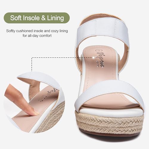 Image of Vepose Women's Open Toe Espadrille Wedge Sandals with Ankle Strap 881