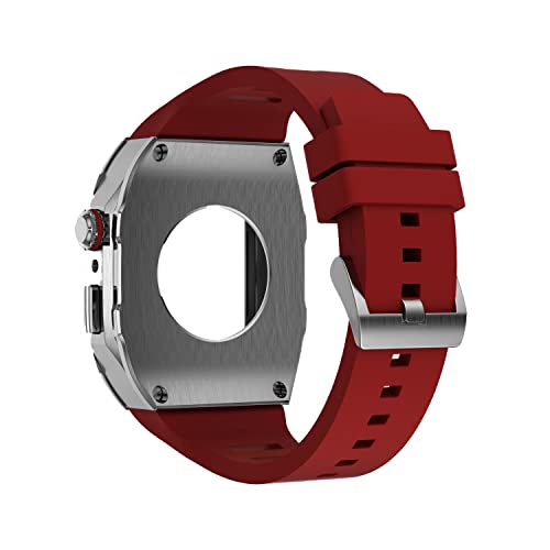 Kit de modification luxe pour Apple Watch boîtier métal argent et bracelet jaune - 6