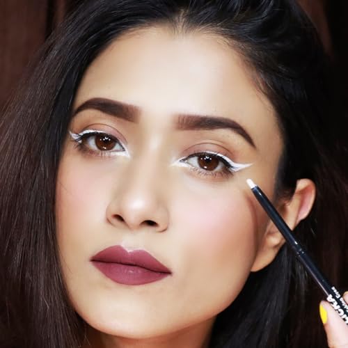 Image of FLiCKA Breathtaking Eyes Twist White Kajal + Rule With Brows Eyebrow White Pencil, With Spoolie, Waterproof, Smudge Proof, Longlasting, Dermatologically tested, Intense Colour, Natural-looking Results