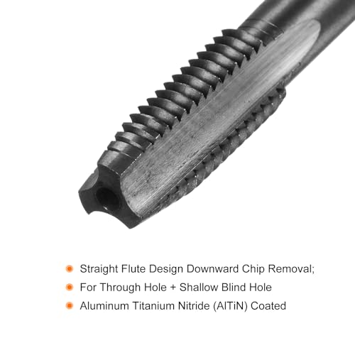 sourcing map Gerades Flöten-Gewindebohrer M10 x 1,5 aus Hochgeschwindigkeitsstahl 6542, mit Aluminium-Titan-Nitrid (AlTiN) beschichtet, metrisches Rechtsgewinde für Drehmaschinen, Schwarz
