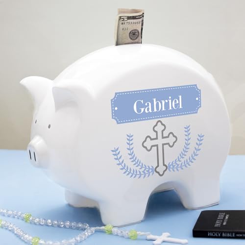 Personalized Cross Ceramic Piggy Bank