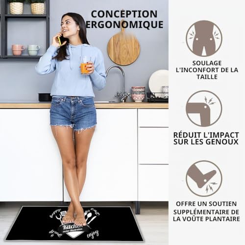 Hoimlm Lot de 2 Tapis de Cuisine Antidérapants，Anti-Fatigue pour décoration de la Maison et du Bureau - Imperméables, antidérapants et Confortables (D, 43x75cm+43x150cm) – vue 3