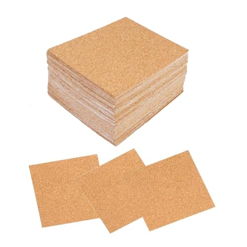 60 Pack Self-Adhesive Cork Round Squares - 4