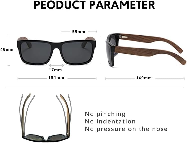 Wooden Classic Polarised Sunglasses - UV400 Protection Wood Shades for Men and Women Perfect Gifts - Image 4