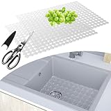 2 Pack Kitchen Sink Mats Non-Slip Sink Protector, 30 * 40cm Sinks Protect Mats for Stainless Steel/Ceramic Sink, Cuttable Fast Draining Mat, Dish Drying Mat for Kitchen Countertop, 12.5x15.7in
