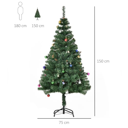 Miniatura 7 de Homcom Árbol De Navidad 150cm Artificial Pino Con Adornos Decorativos 48 Pcs Y Soporte Metálico Color Verde Árbol Realista Para Decoración Navidad