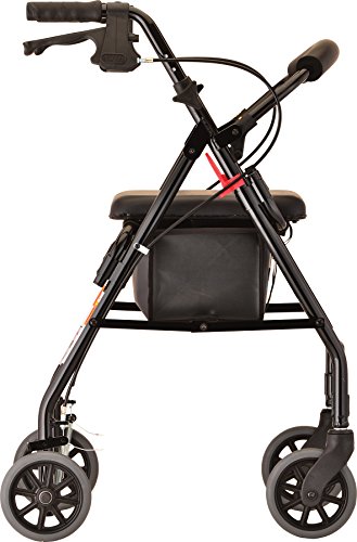 NOVA GetGo Classic Rollator Walker (Standard Size), Rolling Walker for Height 5'4" - 6'1", Seat Height is 22.25 Inch, Color Black