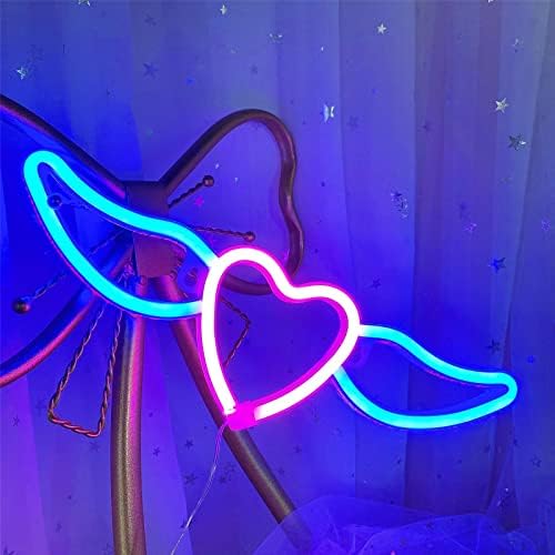 ENUOLI Neon Heart Sign LED Neon Light Pink Blue Neon Sign Battery/USB Powered Wall Neon Light Love Heart Neon Sign Neon Lights for Bedroom Wall Light Up for Christmas Wedding Valentines Gift
