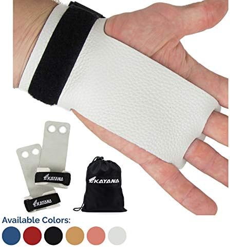 KAYANA 2 Hole Leather Gymnastics Hand Grips - Palm Protection and Wrist Support for Cross Training, Kettlebells, Pull ups, Weightlifting, Chin ups, Workout, & Exercise
