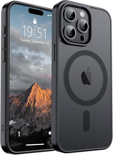 Image of iPhone 15 pro Magsafe Hard Back Case | Matte Design & 360 Protection | Military-Grade Apple iPhone 15 pro Cover | Strong Magnet Back - Black