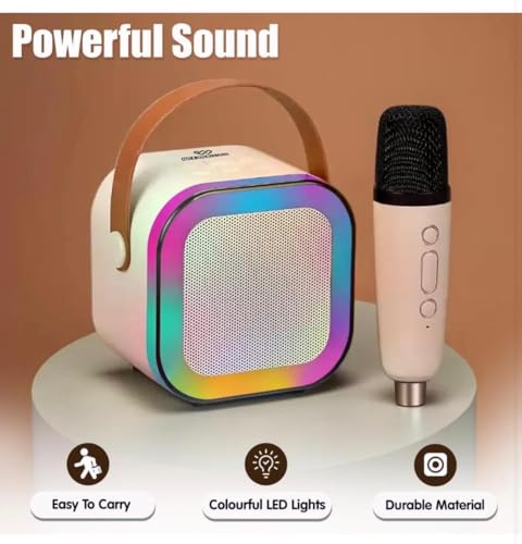 Image of Fun Flicks Karaoke Machine with Wireless Mics, Bluetooth Speaker, RGB Lights, 5 Voice Effects, Portable Sound System for Home, Party, Outdoor, for Kids & Adults (1 MIC with Speaker Set)