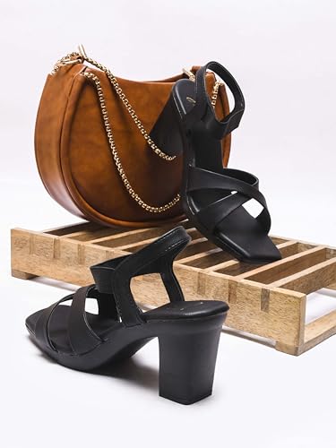 Image of JM LOOKS Stylish Fancy Block Heel Sandal With Ankle Strap For Women & Girls | Casual Women Heel Sandals |