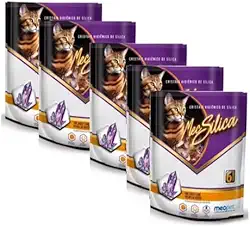 Mec Sílica Areia Higiênica para Gatos, Micro Cristais Sanitários, 1,2kg (5 Unidades)